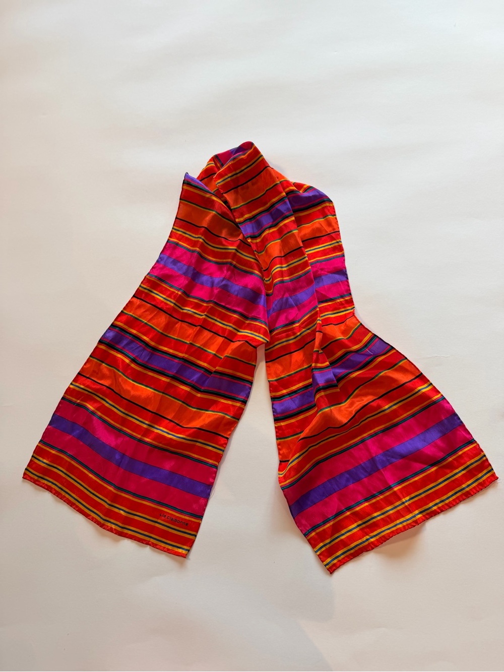 Vintage Liz Claiborne Striped Silk Scarf